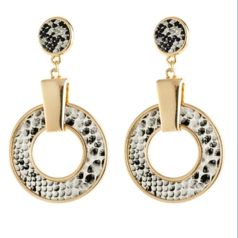 SNAKE SKIN PRINTED DANGLE EARRINGS